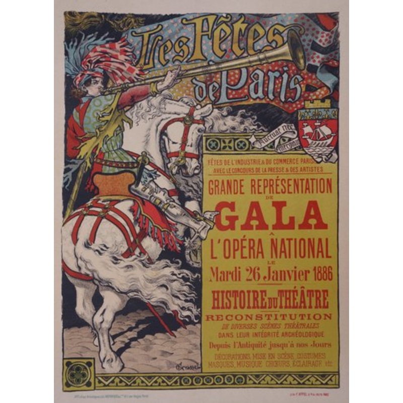 Ftes de Paris Lithograph by Eugne Grasset, 1897 for sale at Pamono