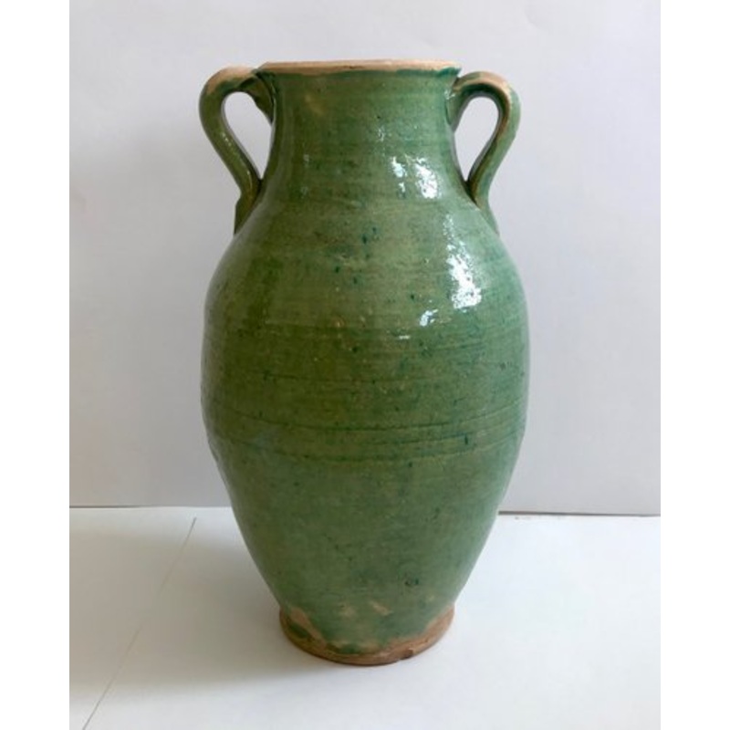 Handmade Blue-Green Glazed Terracotta Clay Pot by Golnaz for sale at Pamono