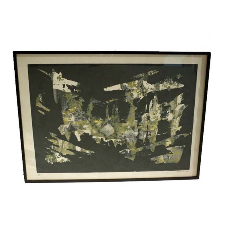Jean Thayan, Screen Printing, Abstract Art, 1950s, Mid-Century Modern for sale at Pamono