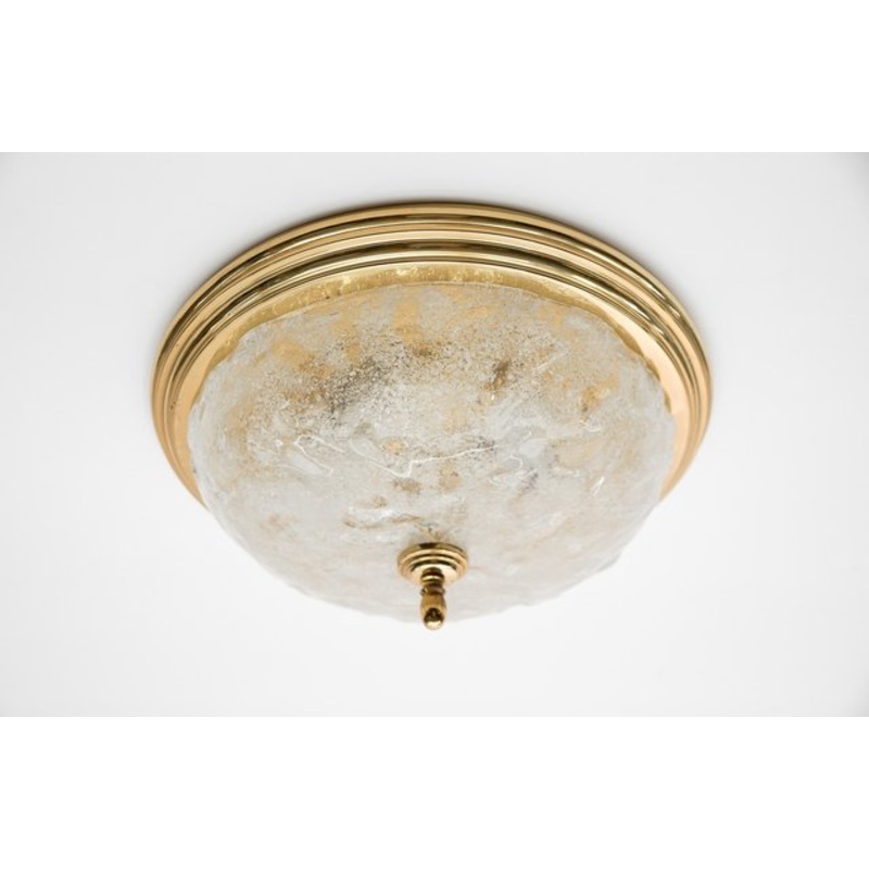 Murano Ice Glass Flush Mount, Germany, 1960s for sale at Pamono