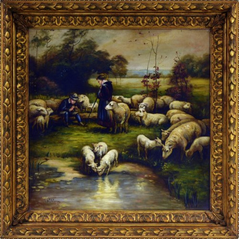 N. Rubino, Pastoral Landscape, 1980s, Oil on Canvas, Framed for sale at Pamono