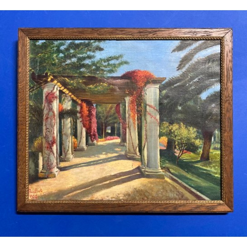 Pouillot, The Arbor with Flowered Columns, Oil on Canvas, 1938 for sale at Pamono