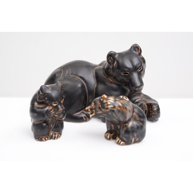 Stoneware Bears by Knud Khyn for Royal Copenhagen, 1960s, Set of 3 for sale at Pamono