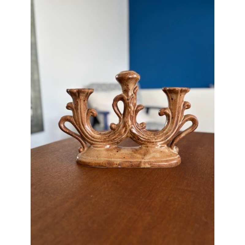 Vintage Brown Ceramic Candlestick for sale at Pamono