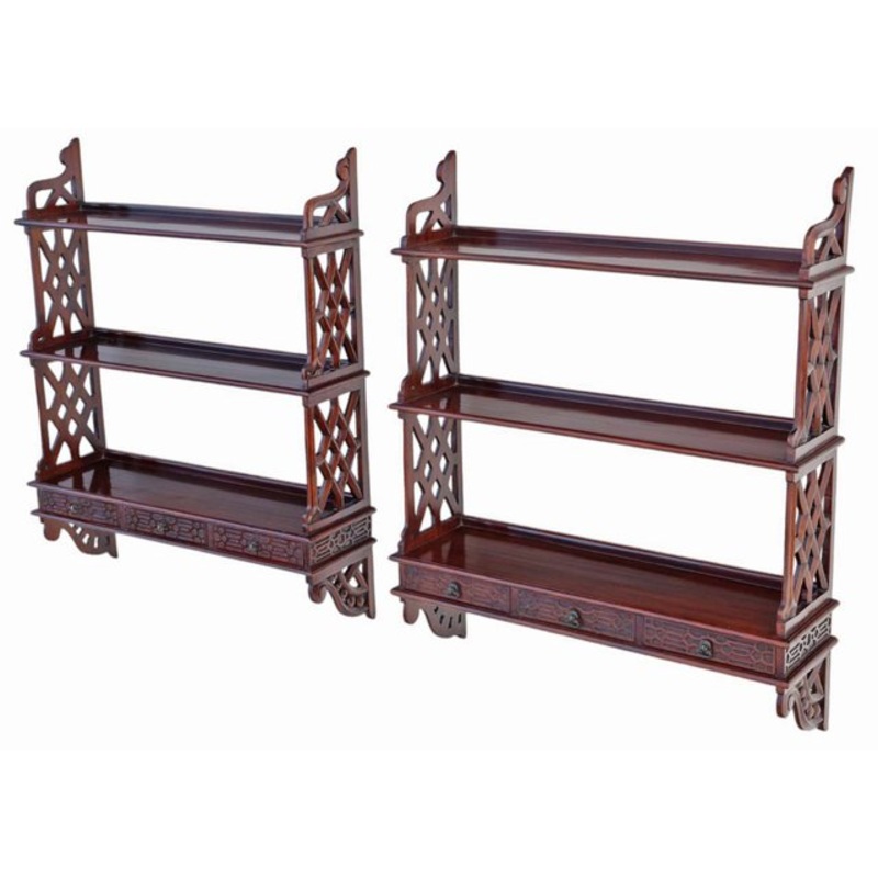 Vintage Georgian Revival Mahogany Waterfall Bookcases, Set of 2 for sale at Pamono