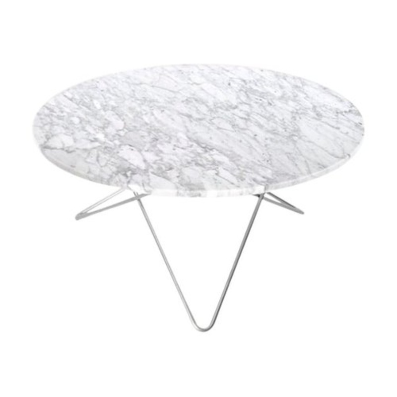 White Carrara Marble and Steel O Table by OxDenmarq for sale at Pamono
