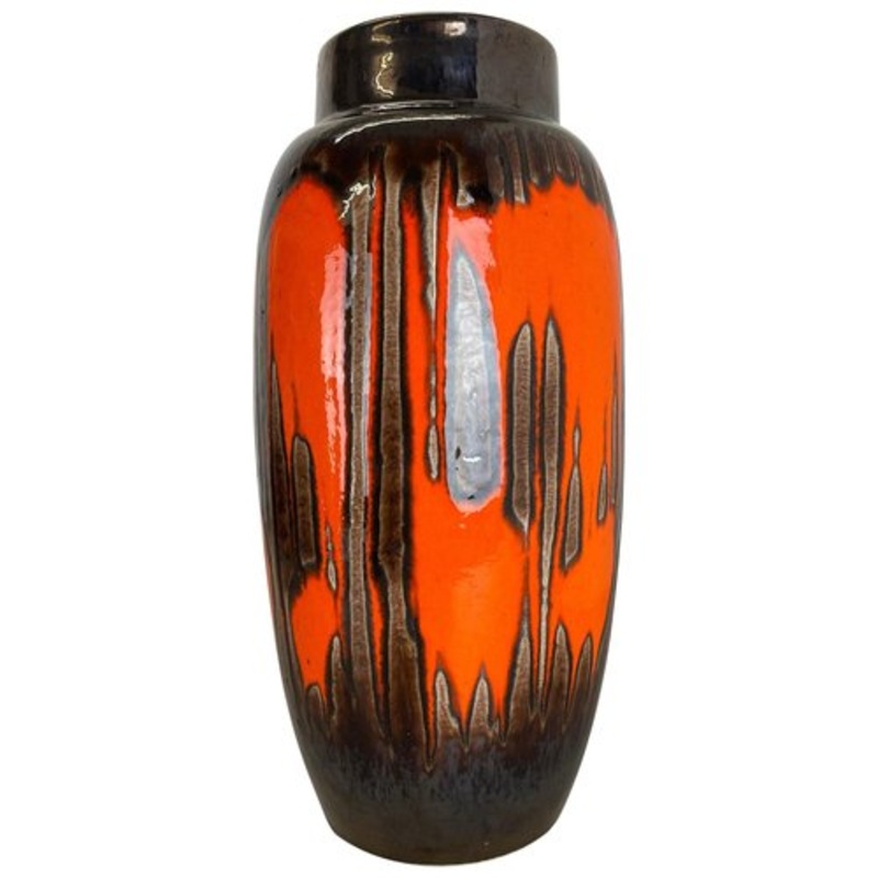 Zig Zag Pottery Fat Lava Vase from Scheurich, 1970s for sale at Pamono
