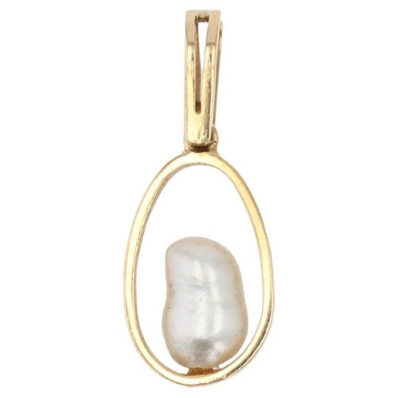 Baroque Pearl, 18 Karat Yellow Gold Pendant, 1960s for sale at Pamono