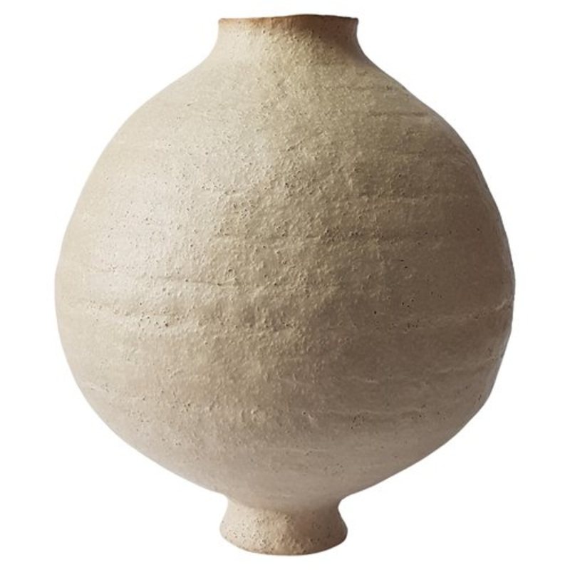Beige Stoneware Coiled Moon Jar by Elena Vasilantonaki for sale at Pamono