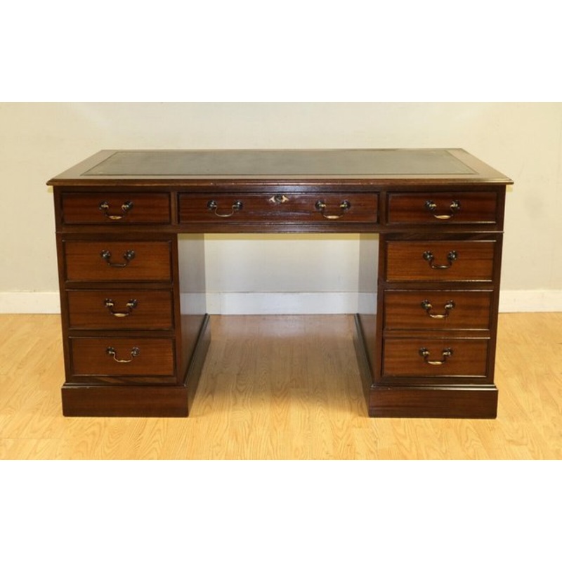 Black Leather Pedestal Desk for sale at Pamono