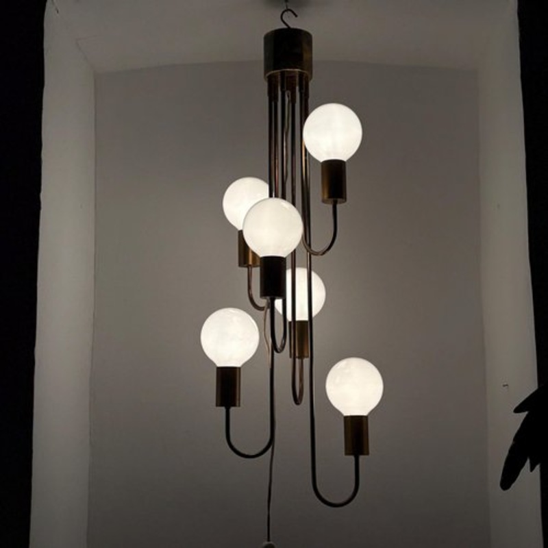 Chromed Chandelier from Lamter Milano for sale at Pamono