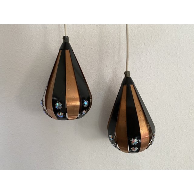 Danish Rosewood Ceiling Lamps by Werner Schou for Coronell, 1960s, Set of 2 for sale at Pamono