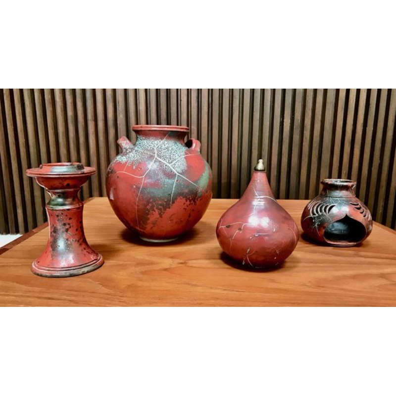 German Glazed Ceramic Set from Schellbach Pottery, 1960s, Set of 4 for sale at Pamono