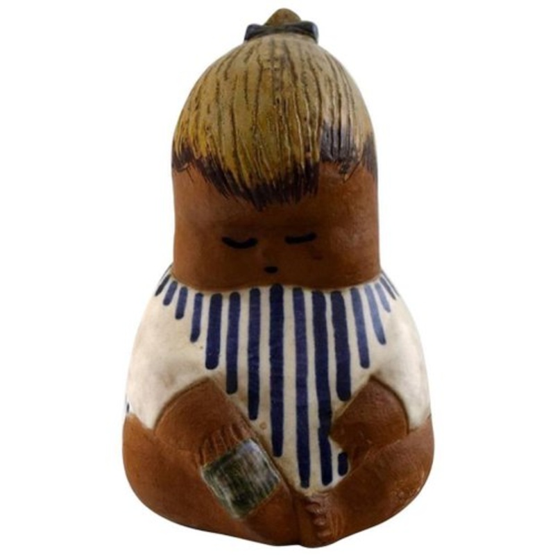 Johanna Glazed Ceramic Figure by Lisa Larson for Gustavsberg, 20th Century for sale at Pamono