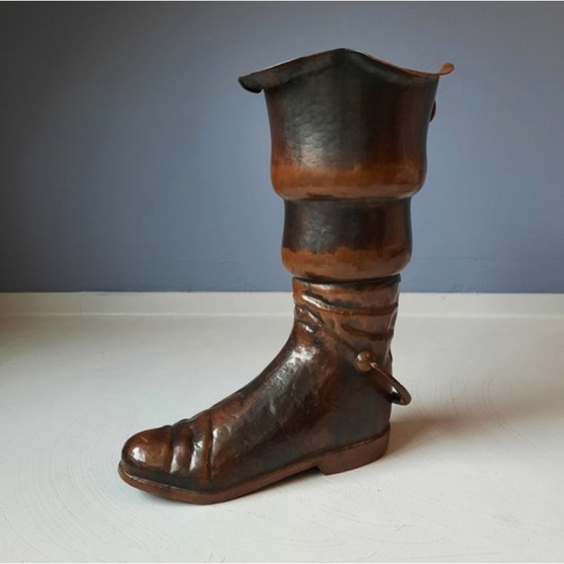 Large Brass Boot Cane Holder by Egidio Casagrande, Borgo Valsugana, Italy, 1950s for sale at Pamono