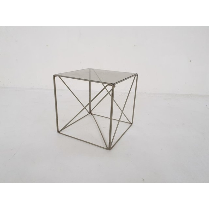 Metal and Glass Isocele Side Table attributed to Max Sauze, France, 1960s for sale at Pamono