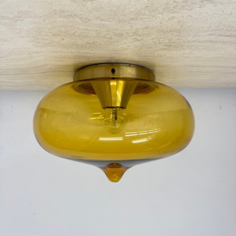 Mid-Century Modern Smoked Glass Ceiling Lamp from Dijkstra, 1970s for sale at Pamono-BGP-2159750