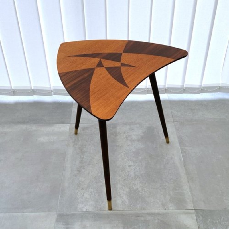 Mid-Century Scandinavian Side Table with Geometric Wooden Inlays, Sweden, 1950s for sale at Pamono