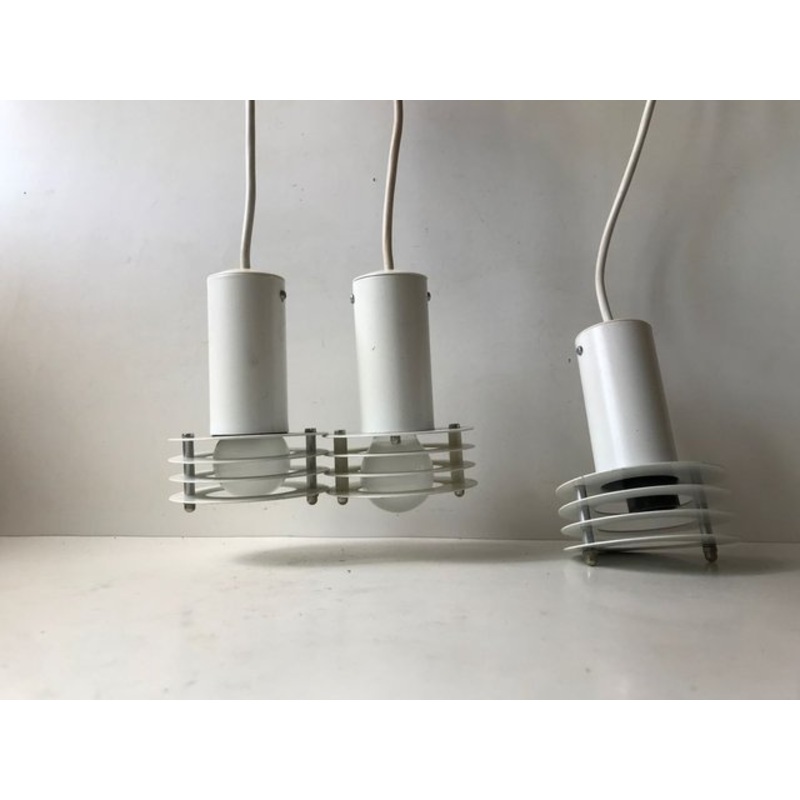 Minimalist Danish White Ceiling Lamps from Lyfa, 1980s, Set of 3 for sale at Pamono