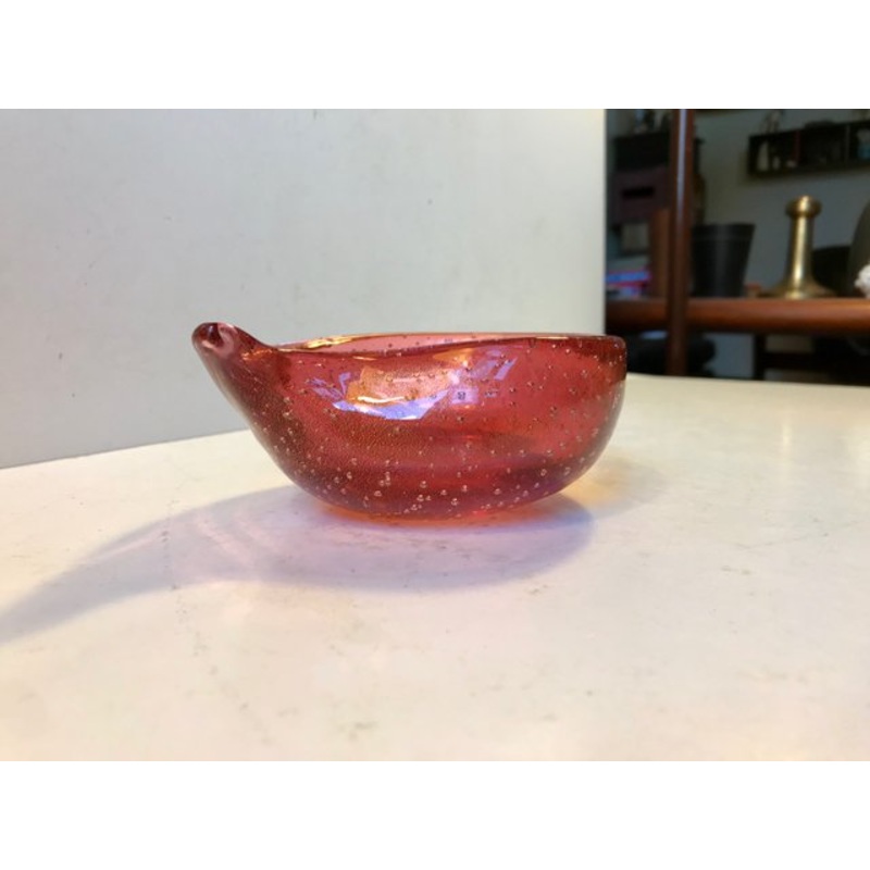 Pink Murano Ashtray with Gold Dust from Seguso, 1950s for sale at Pamono