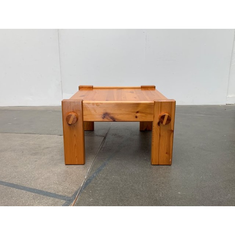 Vintage Brutalist Swedish Pine Couch Table by Yngve Ekstrm for Swedese, 1970s for sale at Pamono