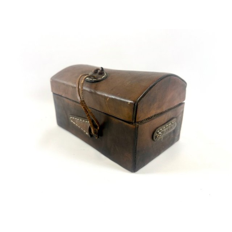 Vintage Hand-Crafted Leather Jewelry Box, 1980s for sale at Pamono-ZCY-2159987