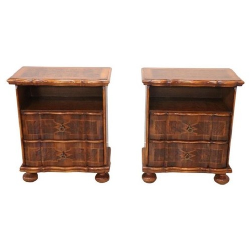 Walnut Veneer Nightstands, Set of 2 for sale at Pamono