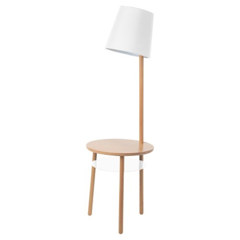 White Lampshade Josette Lamp Side Table in Natural Ash by Harto for sale at Pamono