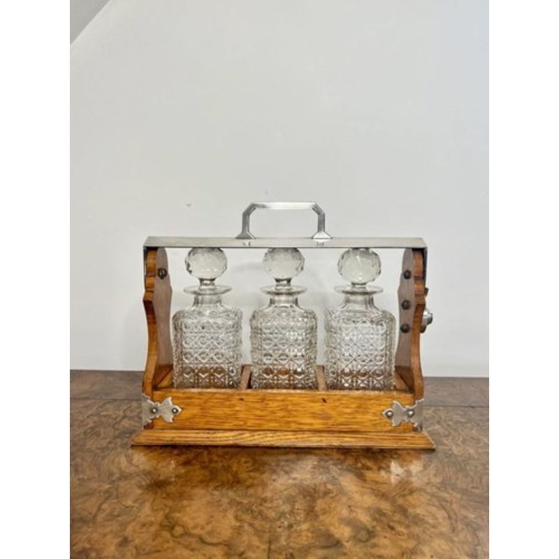 Antique Edwardian Oak Tantulus, 1900s, Set of 4 for sale at Pamono