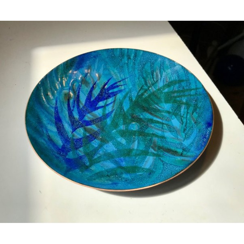 Danish Abstract Enamel Art Bowl by K. K. Worz, 1970s for sale at Pamono