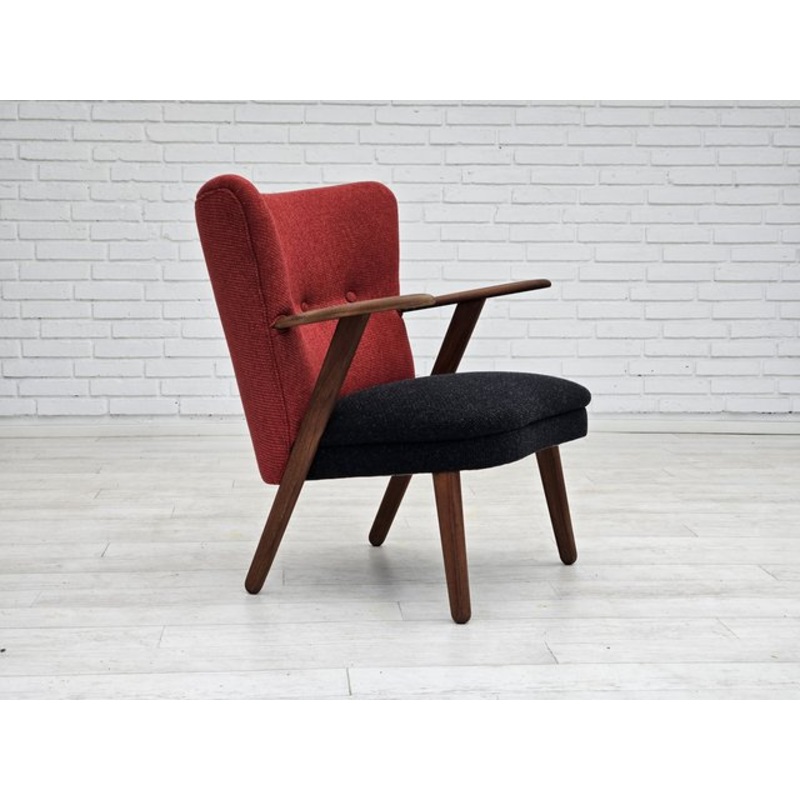 Danish Armchair in Wool & Teak by Erhardsen & Andersen, 1960s for sale at Pamono