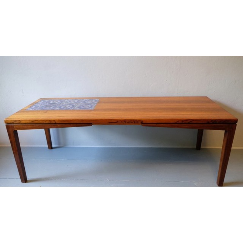 Danish Rosewood & Mosaic Ceramic Tile Coffee Table, 1960s for sale at Pamono