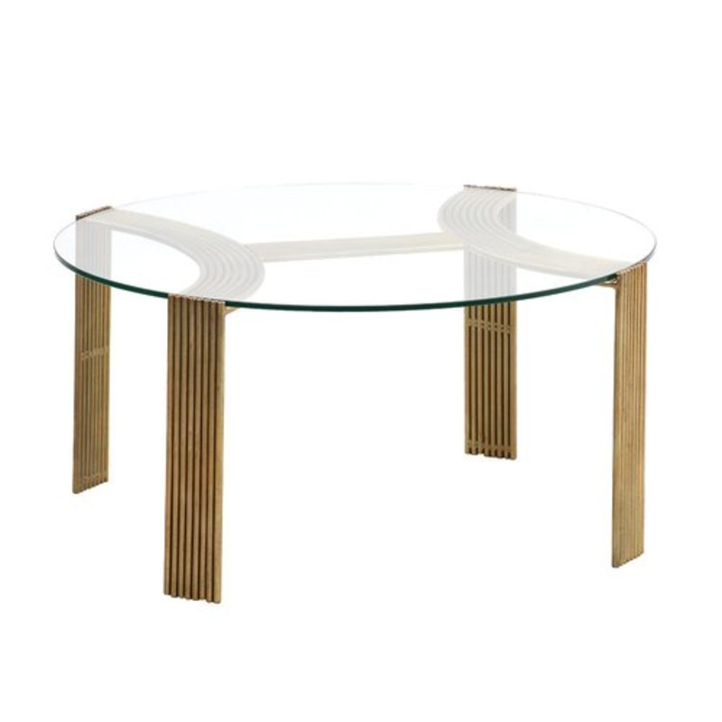 Glass and Brass Coffee Table for sale at Pamono