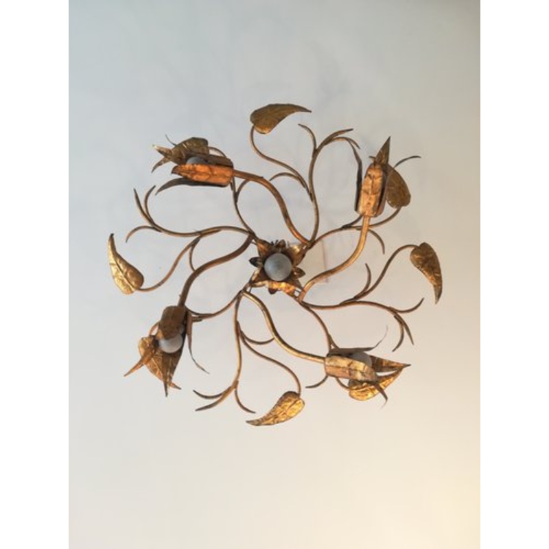 Golden Ceiling Lamp, 1950s for sale at Pamono