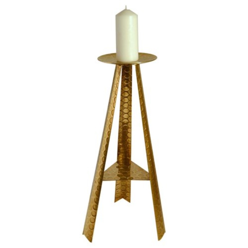 Large Brass Floor Candle Holder, 1950s for sale at Pamono