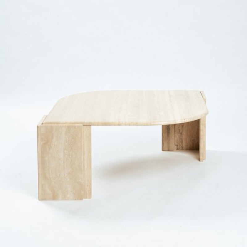 Leaf-Shaped Travertine Coffee Table, Italy, 1970s for sale at Pamono