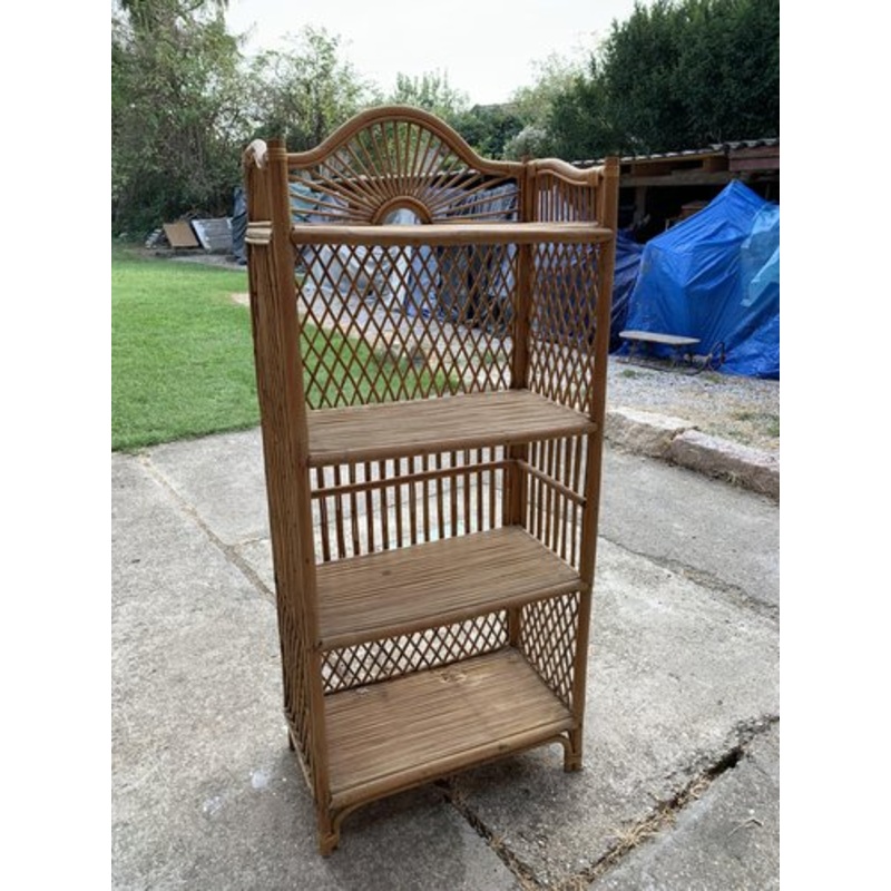 Mid-Century Bamboo and Rattan Shelf, 1960s for sale at Pamono