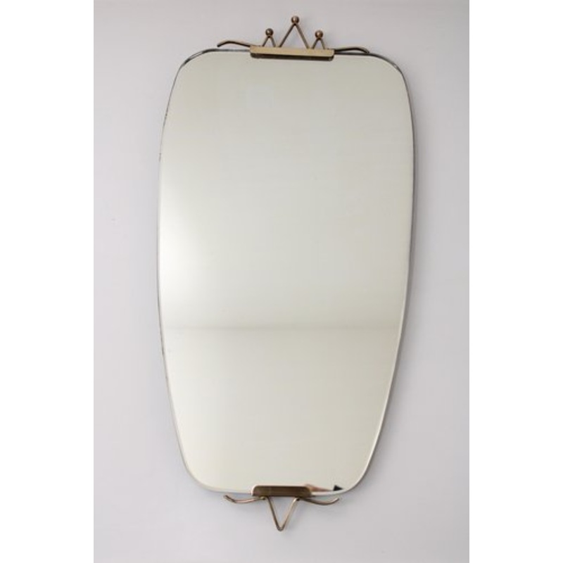 Mirror with Brass Crown, 1950s for sale at Pamono