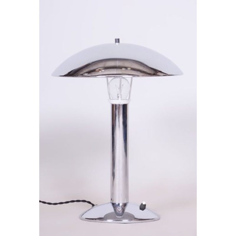 Original Artdeco Table Lamp, Chrome, Functional Electrification, Czechia, 1930s for sale at Pamono