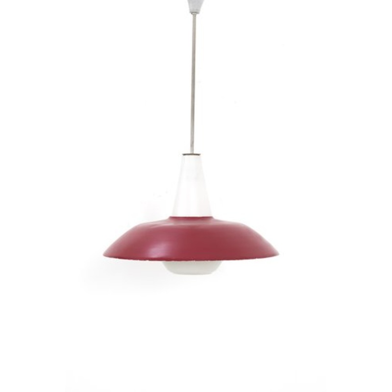 Pendant Lamp in Red, 1950s for sale at Pamono