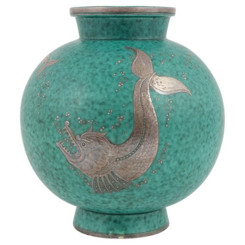 Sandstone Argenta Vase by Wilhelm Kage for Gustavsberg, Sweden, 1930s for sale at Pamono