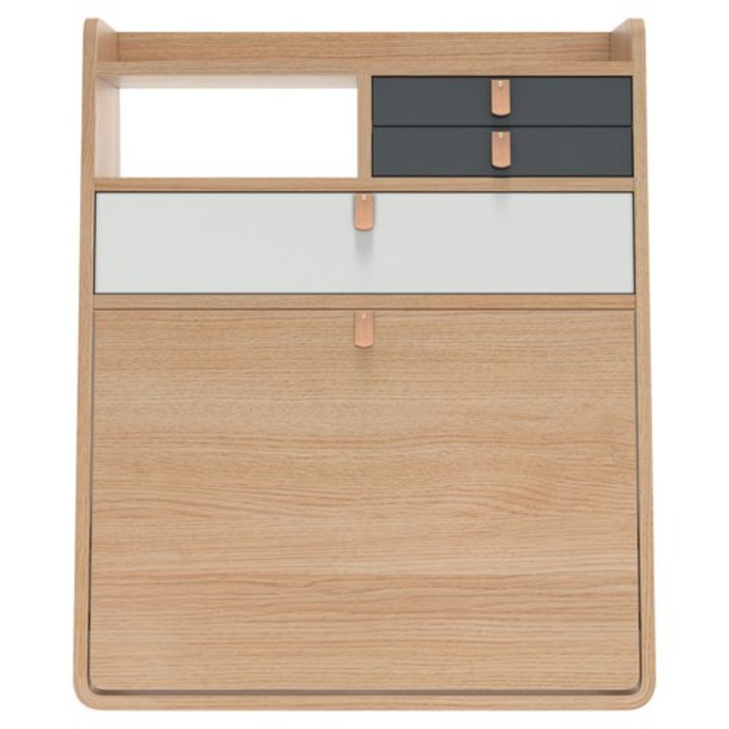 Slate Grey Drawers Gaston Floating Writing Desk in Natural Oak by Harto for sale at Pamono-KYZ-2160807