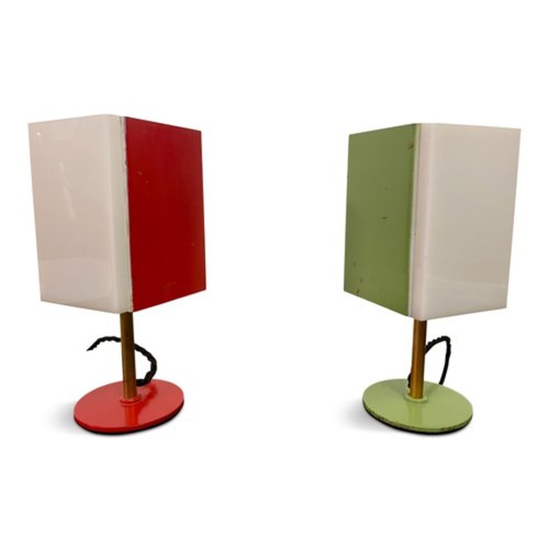 Small Italian Metal Table Lamps, 1950s, Set of 2 for sale at Pamono