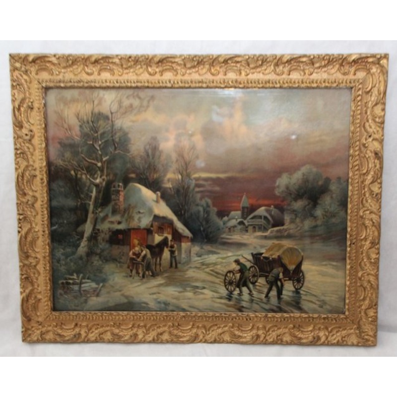 Swiss Landscape, Lithograph, Early 20th Century, Framed for sale at Pamono