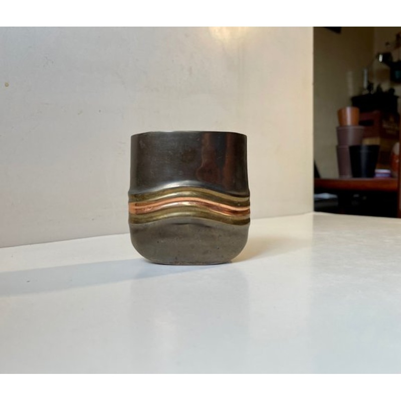 Vintage Dinanderie Vase in Mixed Metals for sale at Pamono