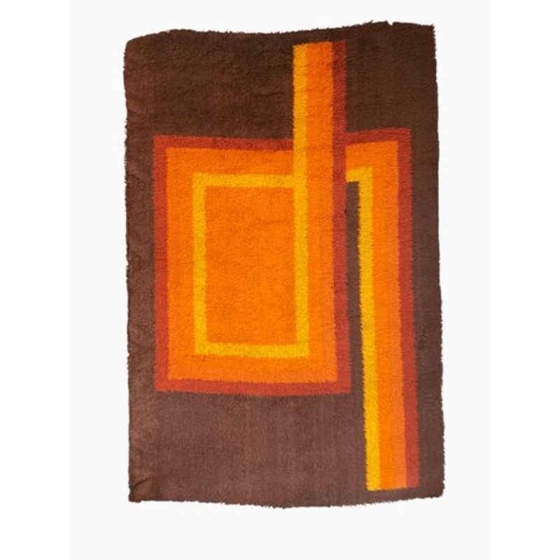 Vintage French Cubist Rug, 1970s for sale at Pamono
