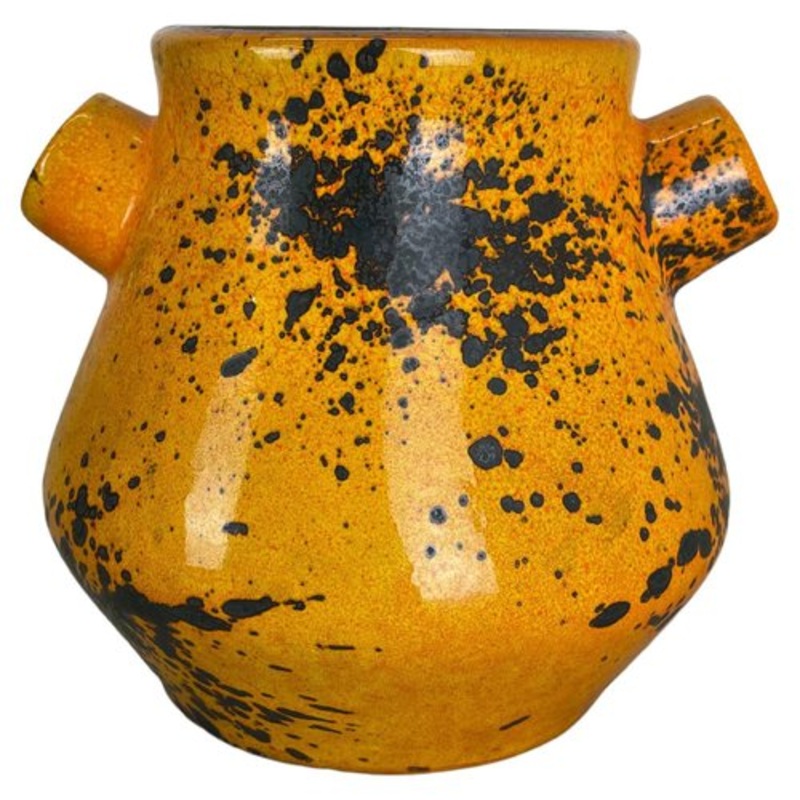 Vintage German Orange Ceramic Studio Pottery Vase by Marei Ceramics, 1970s for sale at Pamono