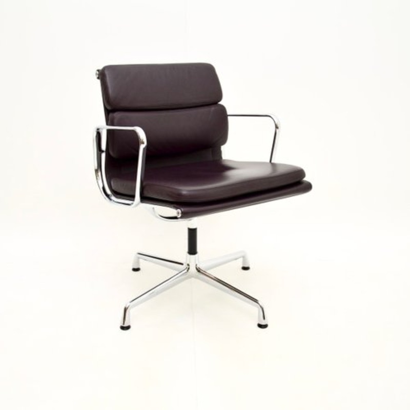 Vintage Soft Pad Swivel Desk Chair in Leather by Vitra Charles and Ray Eames, 2000s for sale at Pamono