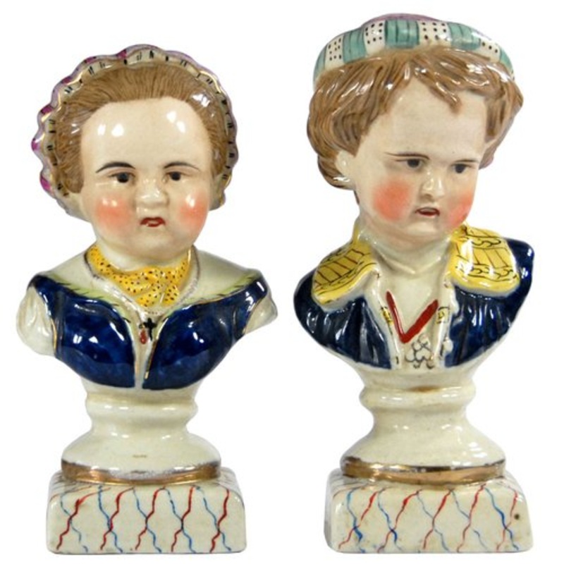 Vintage Staffordshire Busts, Set of 2 for sale at Pamono