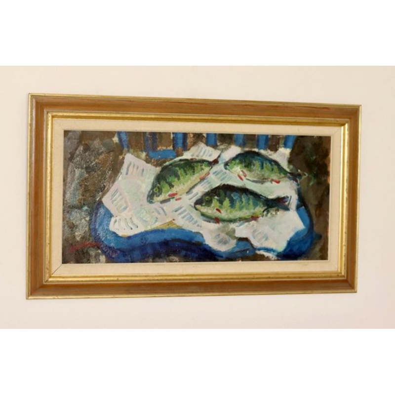 Bertil Wahlberg, Catch of the Day, 1960s, Oil on Panel, Framed for sale at Pamono